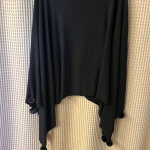 Michael Stars Bliss Pom Pom Poncho Sweater One Size Black NEW without Tags